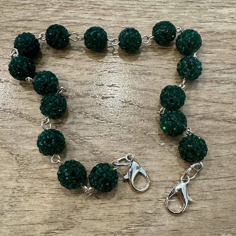 On A Whim Hats Dark Green Sparkly Hat Chain
