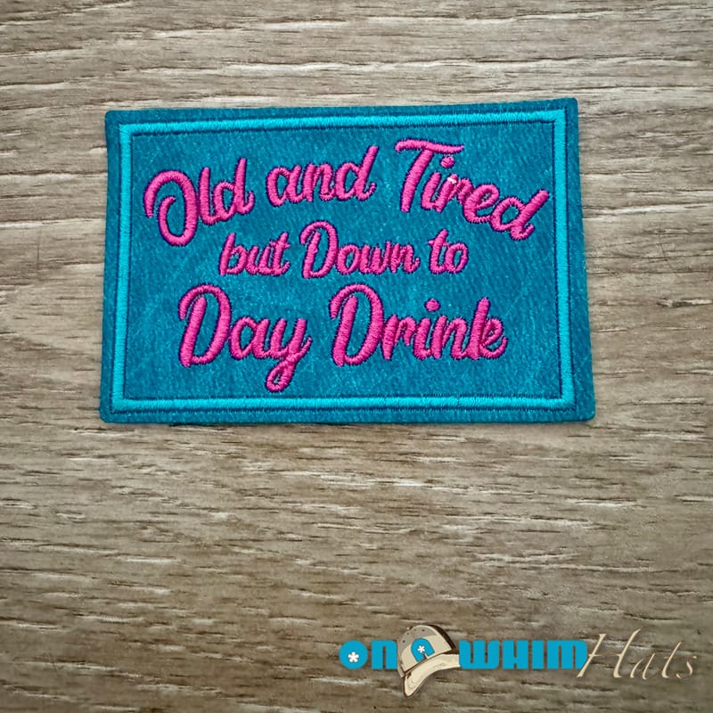 On A Whim Hats Day Drink Leather Iron-On Patch