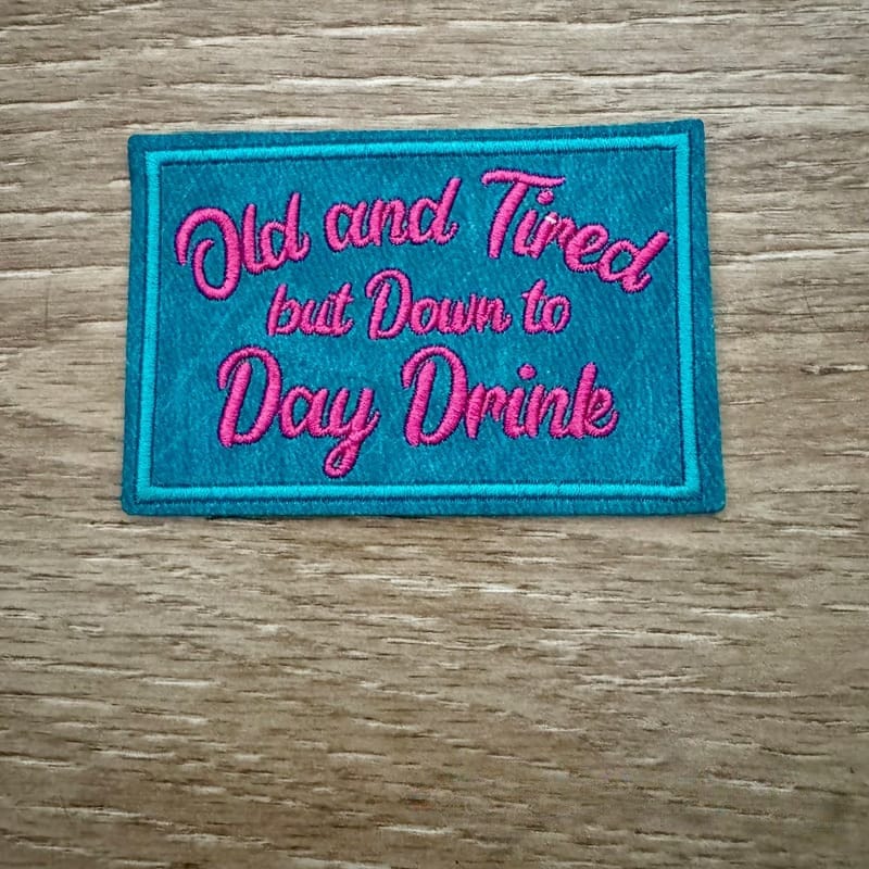 On A Whim Hats Day Drink Leather Iron-On Patch