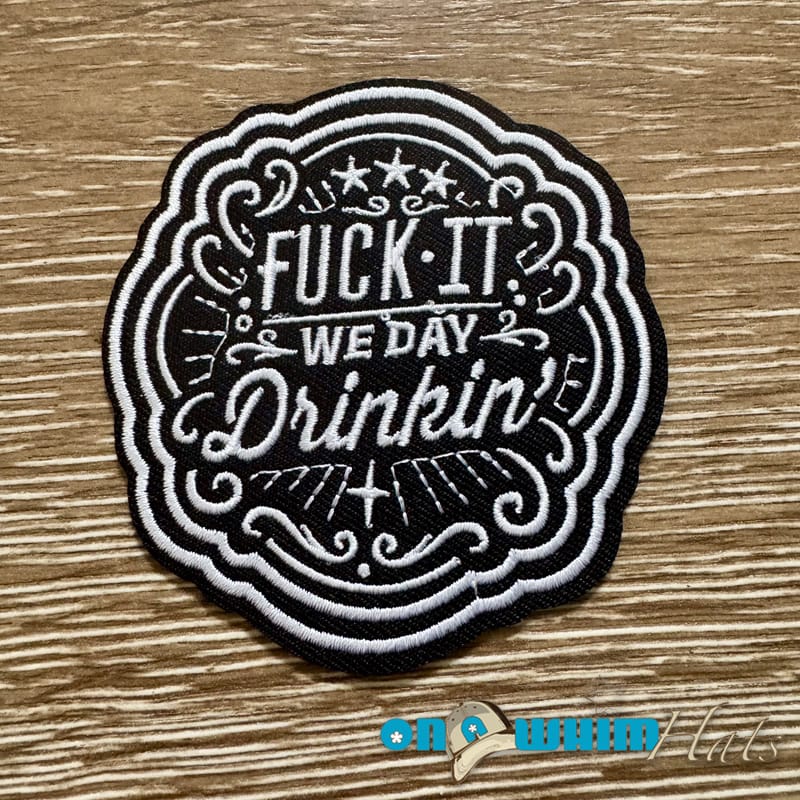 On A Whim Hats Day Drinking Iron-On Patch