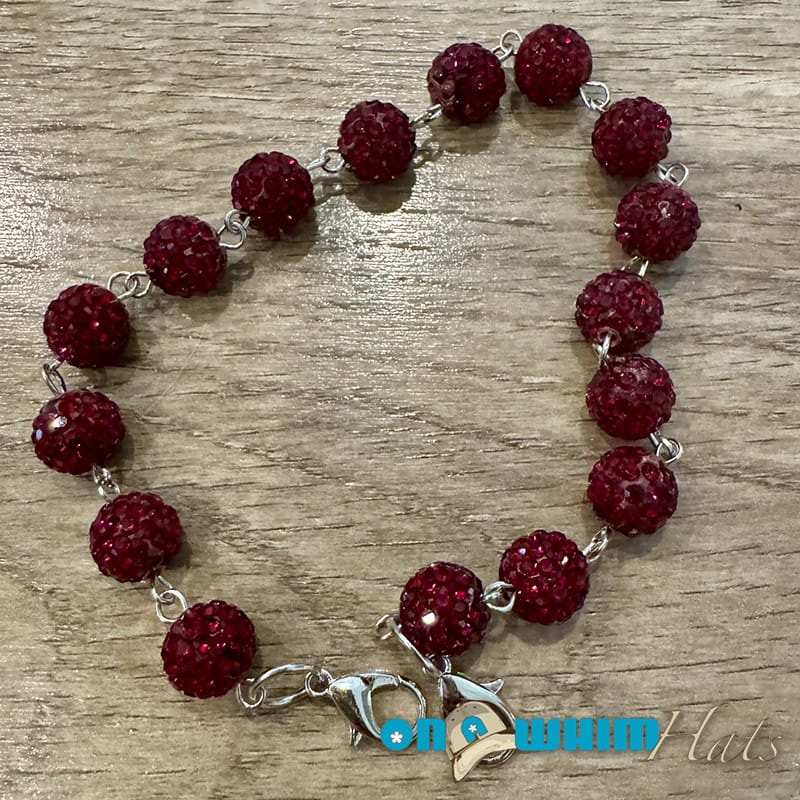 On A Whim Hats Deep Red Sparkly Hat Chain