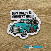 On A Whim Hats Dirt Roads and Country Music Embroidered Iron-On Patch