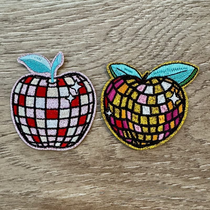 On A Whim Hats Disco Fruit Embroidered Iron-On Patch