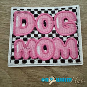 On A Whim Hats Dog Mom Checkered Iron-On Patch