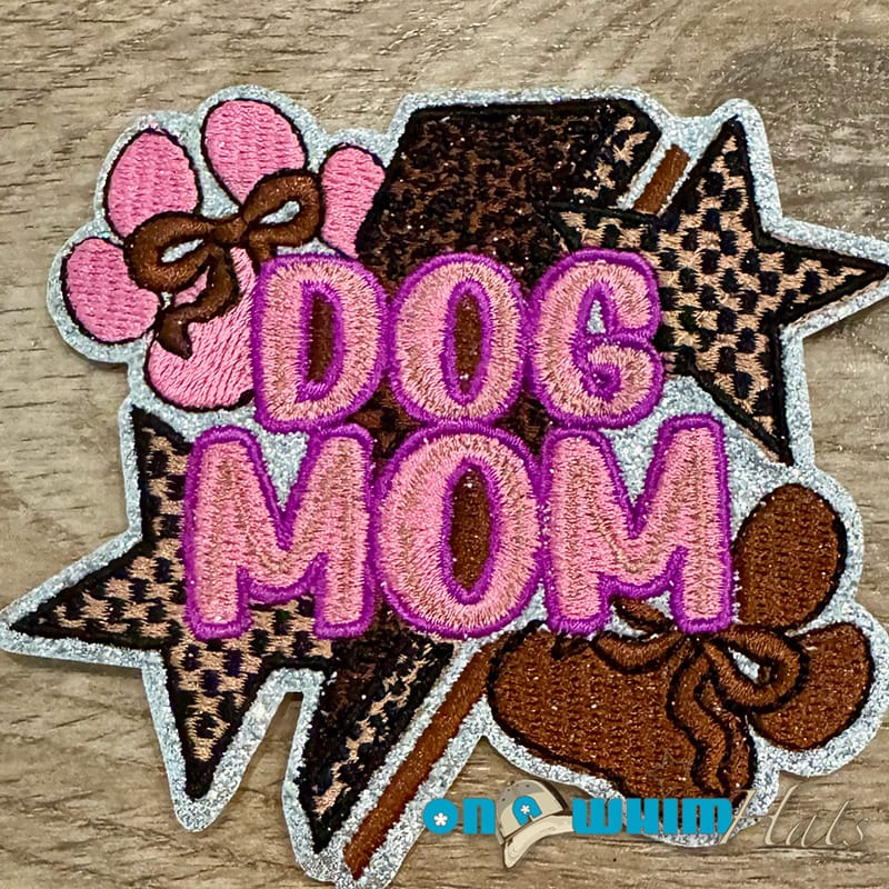 On A Whim Hats Dog Mom Fun Iron-On Patch