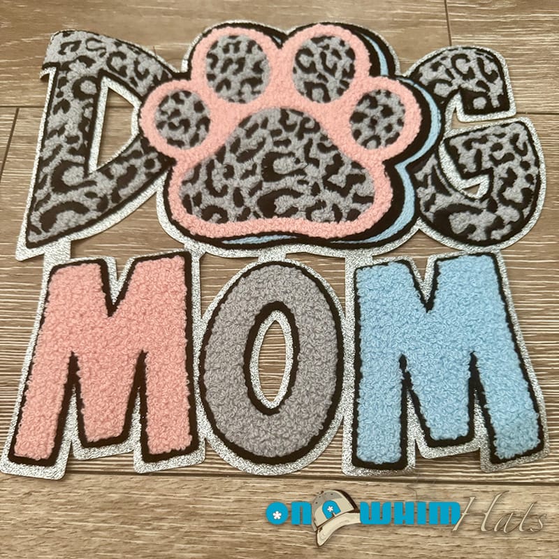 On A Whim Hats Dog Mom X-L Iron-On Patch