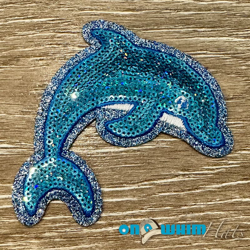 On A Whim Hats Dolphin Sequin Iron-On Patch