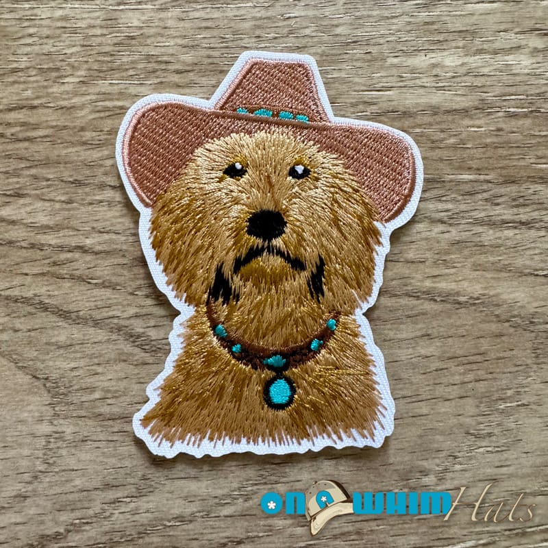 On A Whim Hats Doodle Cowboy Embroidered Iron-On Patch