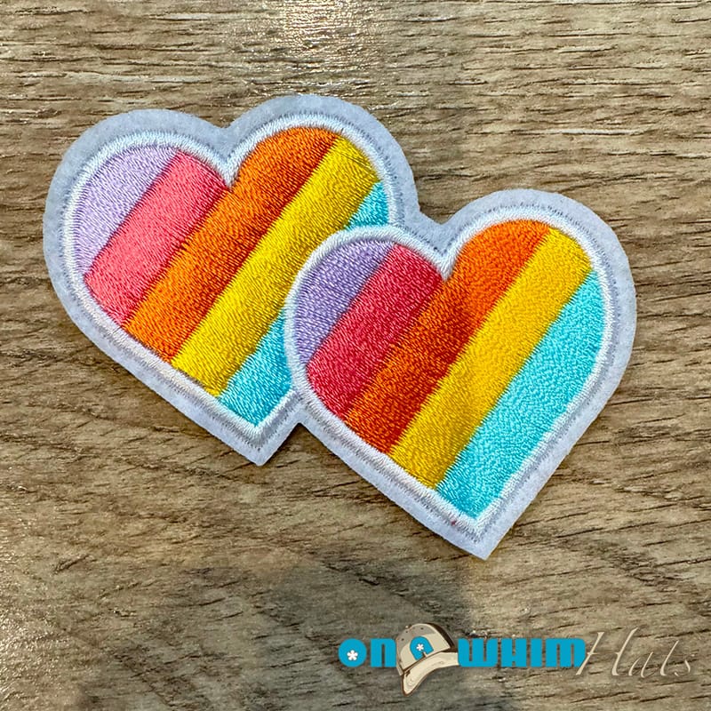On A Whim Hats Double Heart Iron-On Patch
