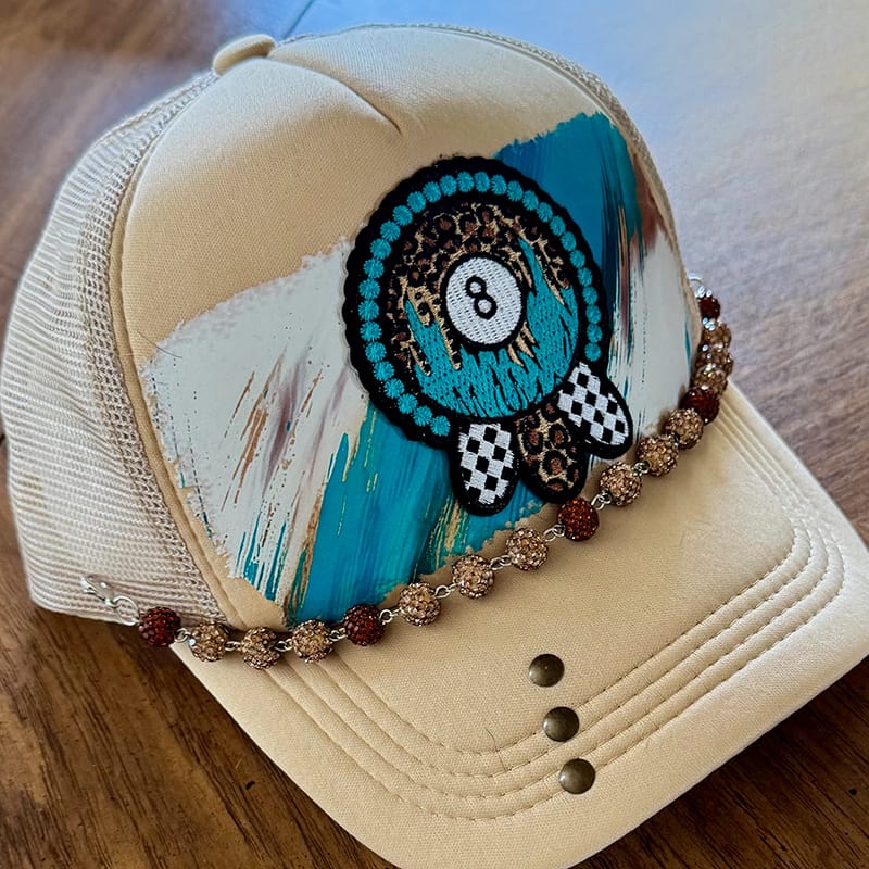 On A Whim Hats Eight Ball Handmade Trucker Hat