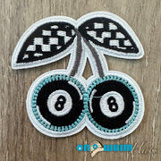On A Whim Hats Eightball Cherry Embroidered Iron-On Patch