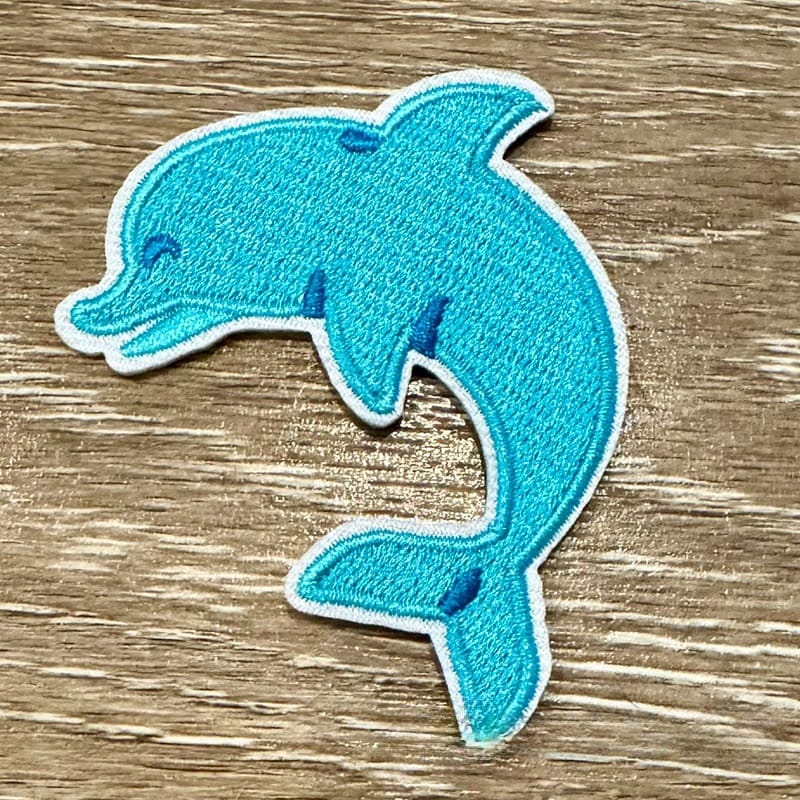 On A Whim Hats Embroidered Dolphin Iron-On Patch