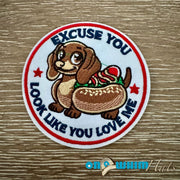On A Whim Hats Excuse Me Dog Iron-On Patch