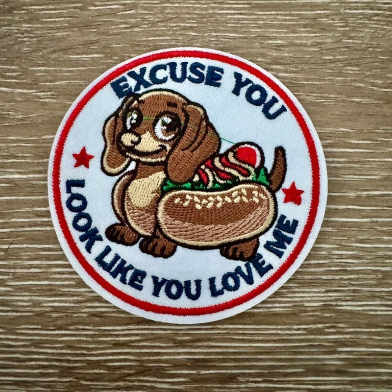 On A Whim Hats Excuse Me Dog Iron-On Patch
