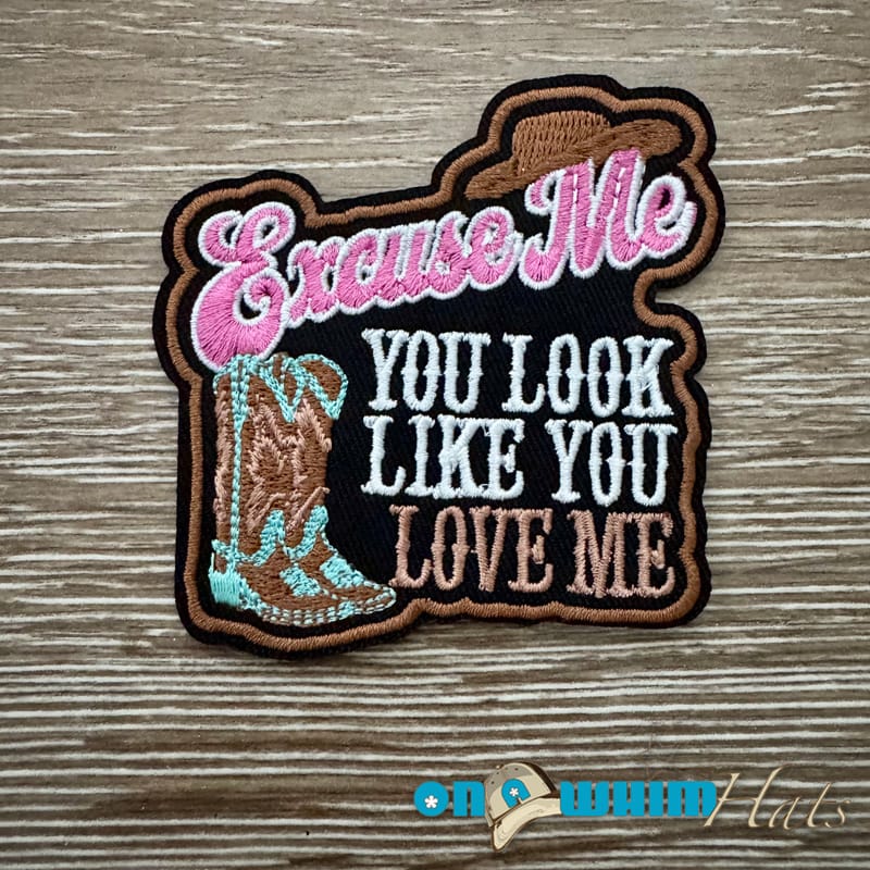 On A Whim Hats Excuse Me Iron-On Patch