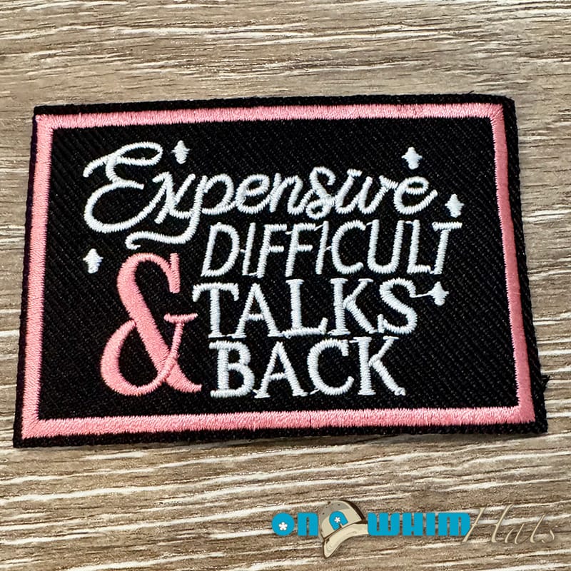 On A Whim Hats Expensive & Difficult Embroidered Iron-On Patch