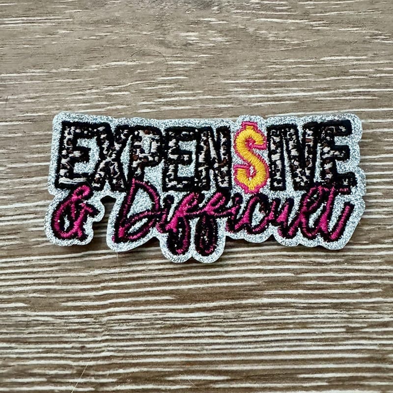 On A Whim Hats Expensive & Difficult Glitter Iron-On Patch