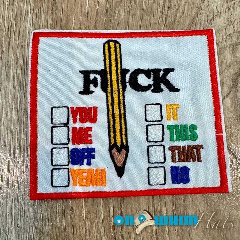 On A Whim Hats F Everything Embroidered Iron-On Patch