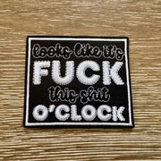 On A Whim Hats F O'Clock Iron-On Patch