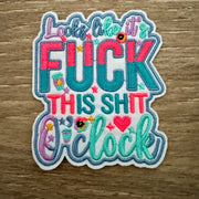 On A Whim Hats F O'Clock Iron-On Patch
