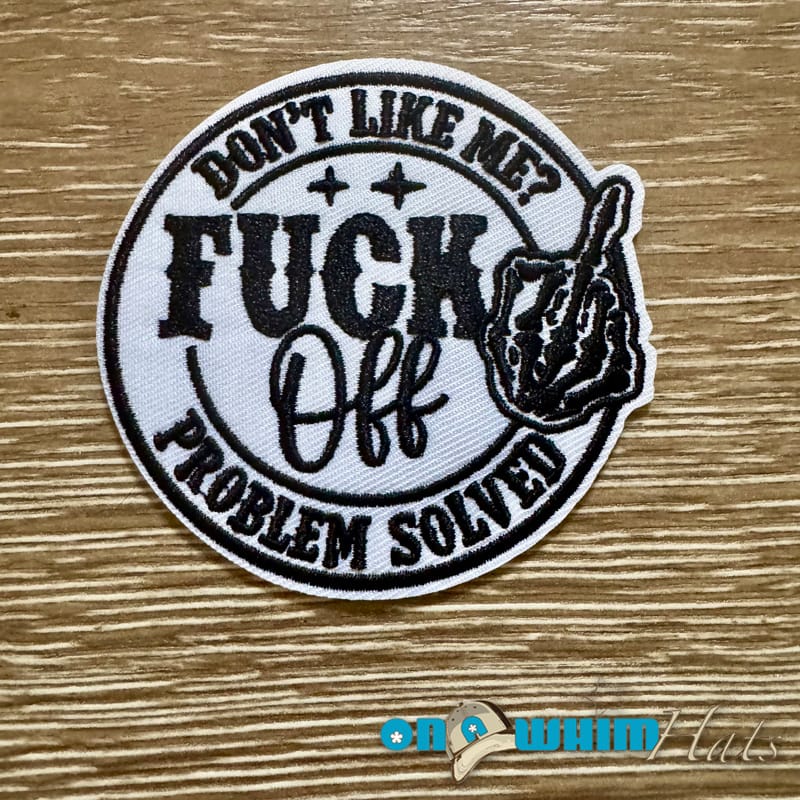 On A Whim Hats F off Iron-On Patch
