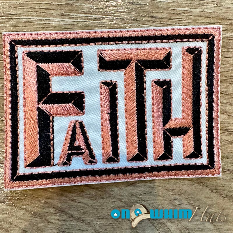 On A Whim Hats Faith Embroidered Iron-On Patch