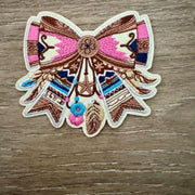 On A Whim Hats Fancy Feather Bow Iron-On Patch