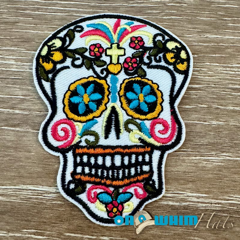 On A Whim Hats Fancy Skull Iron-On Patch