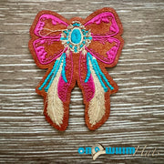 On A Whim Hats Fancy Western Bow Leather Iron-On Patch