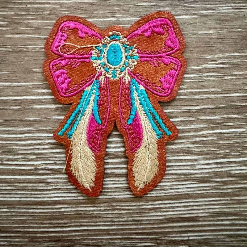 On A Whim Hats Fancy Western Bow Leather Iron-On Patch
