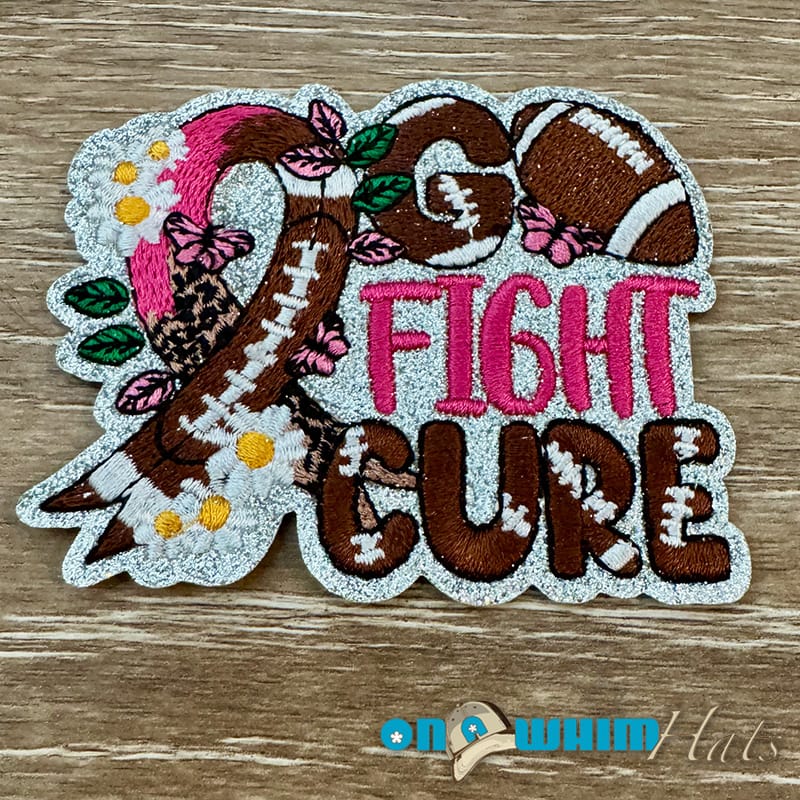 On A Whim Hats Fight Cure Embroidered Iron-On Patch