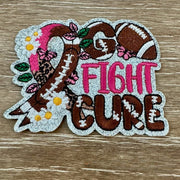 On A Whim Hats Fight Cure Embroidered Iron-On Patch