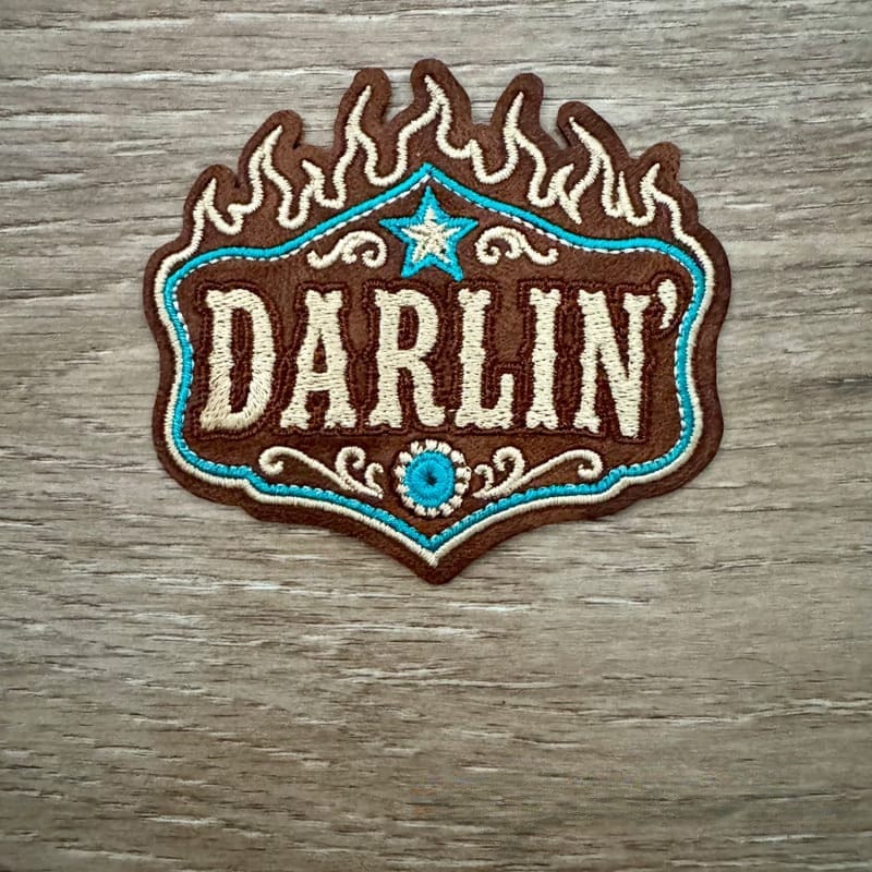 On A Whim Hats Fire Darlin' Leather Iron-On Patch