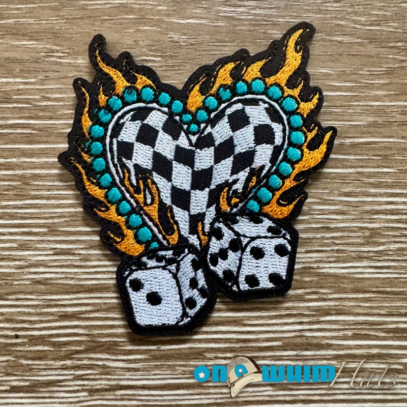 On A Whim Hats Fire Heart Iron-On Patch