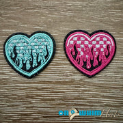 On A Whim Hats Fire Hearts Iron-On Patch