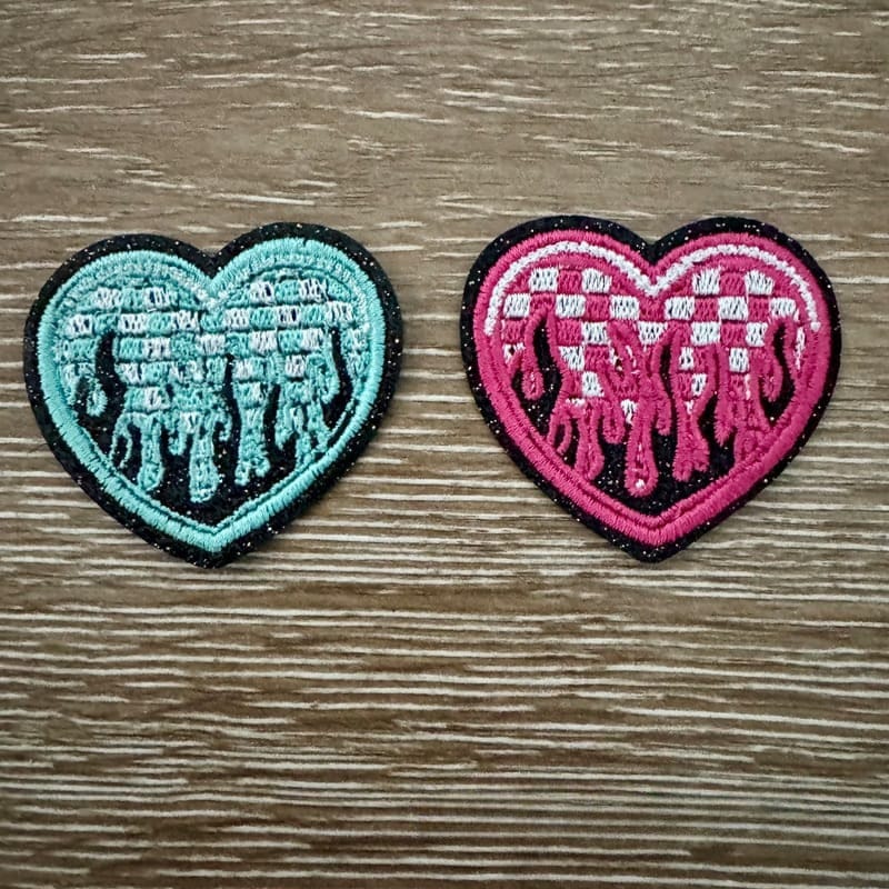 On A Whim Hats Fire Hearts Iron-On Patch