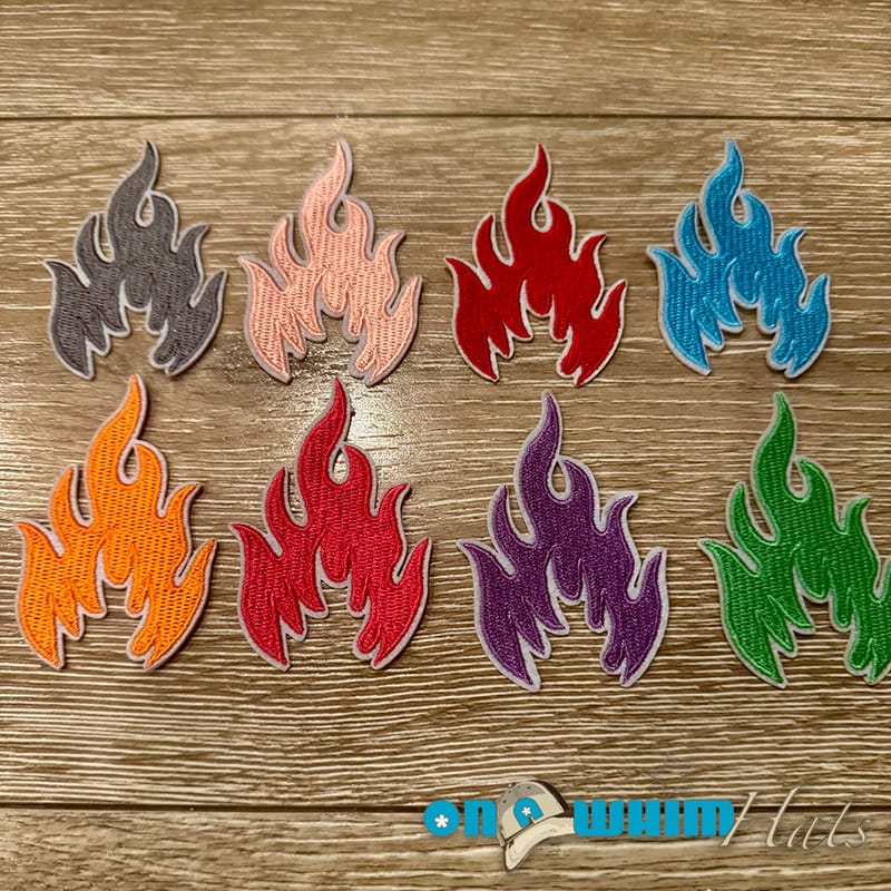 On A Whim Hats Flames Iron-On Patch