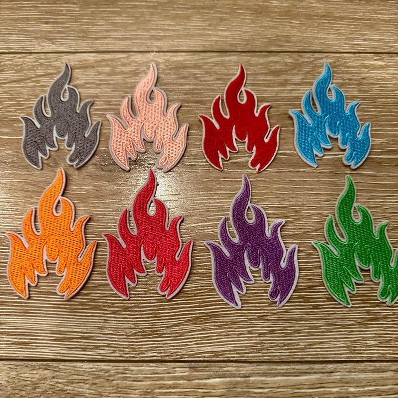 On A Whim Hats Flames Iron-On Patch
