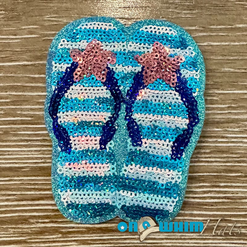 On A Whim Hats Flip-Flops Sequin Iron-On Patch