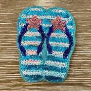 On A Whim Hats Flip-Flops Sequin Iron-On Patch
