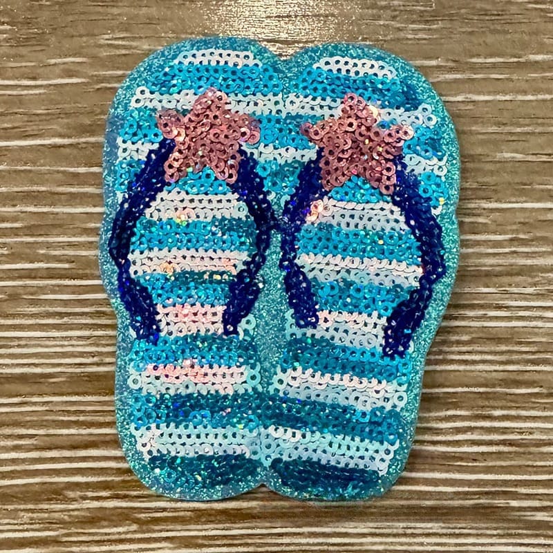 On A Whim Hats Flip-Flops Sequin Iron-On Patch