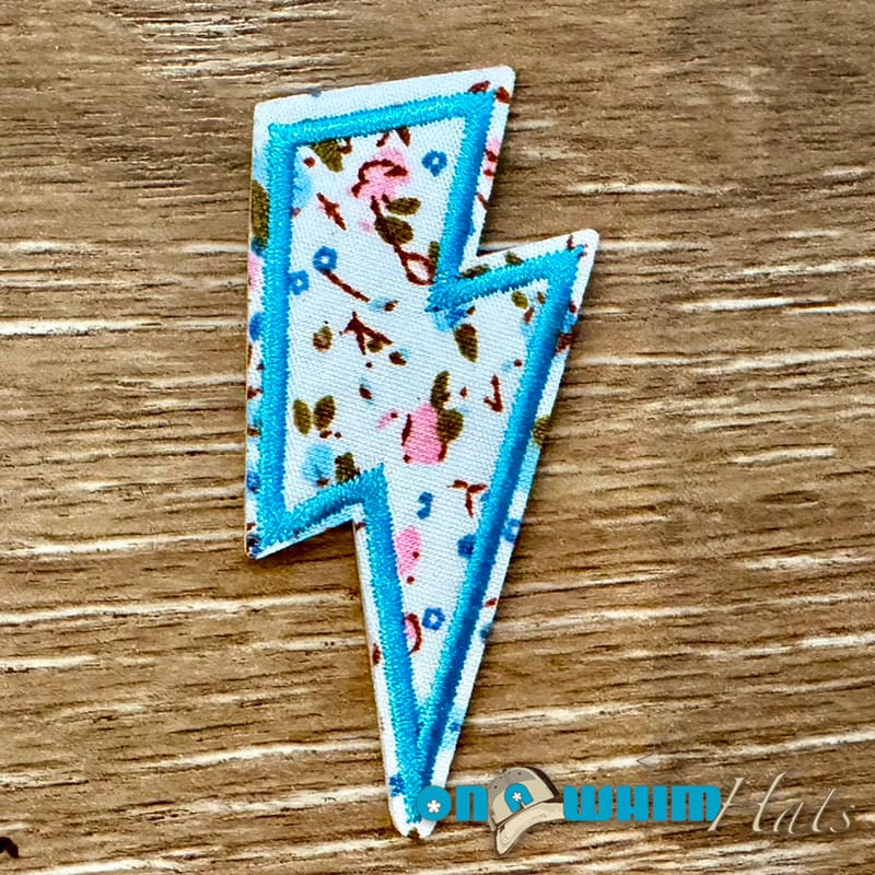 On A Whim Hats Floral Bolt Embroidered Iron-On Patch