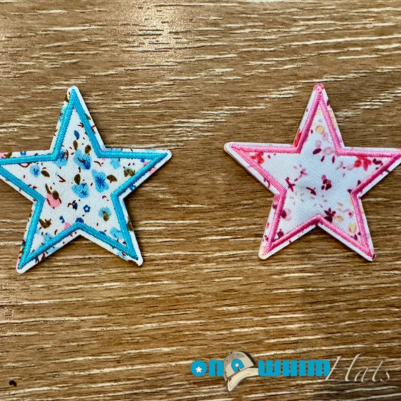 On A Whim Hats Floral Stars Embroidered Iron-On Patch