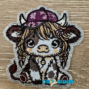 On A Whim Hats Flower Cap Highland Cow Iron-On Patch