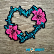 On A Whim Hats Flower Heart Iron-On Patch