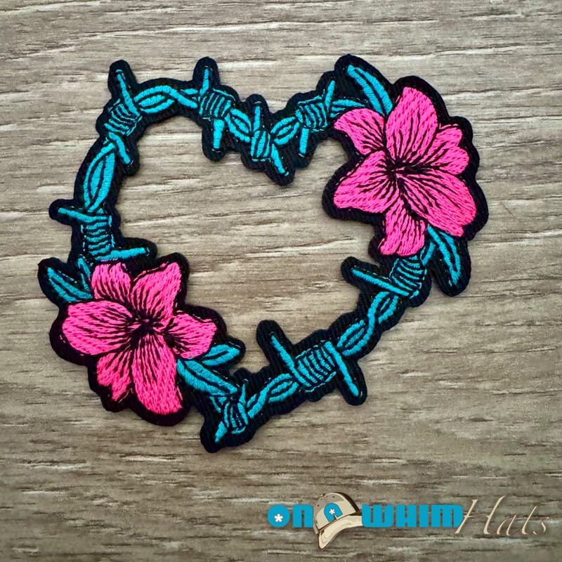 On A Whim Hats Flower Heart Iron-On Patch
