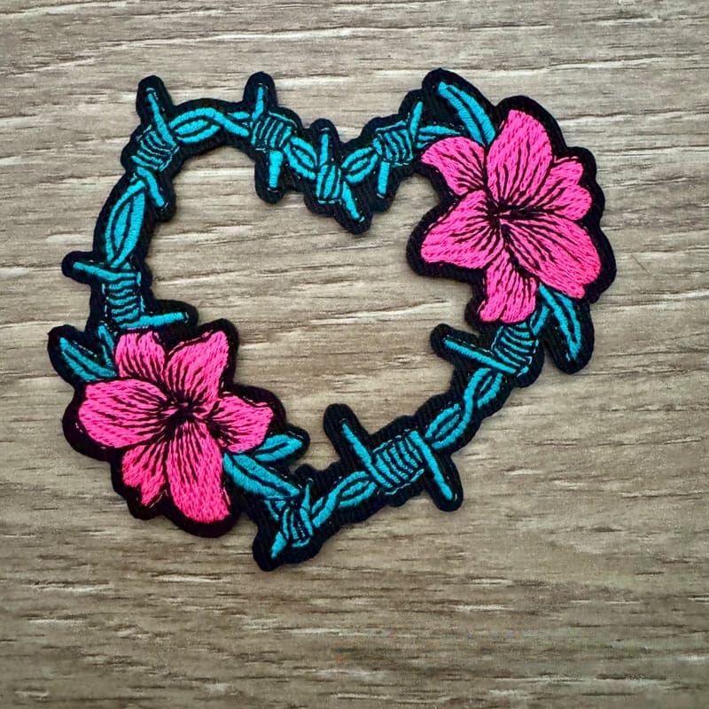 On A Whim Hats Flower Heart Iron-On Patch