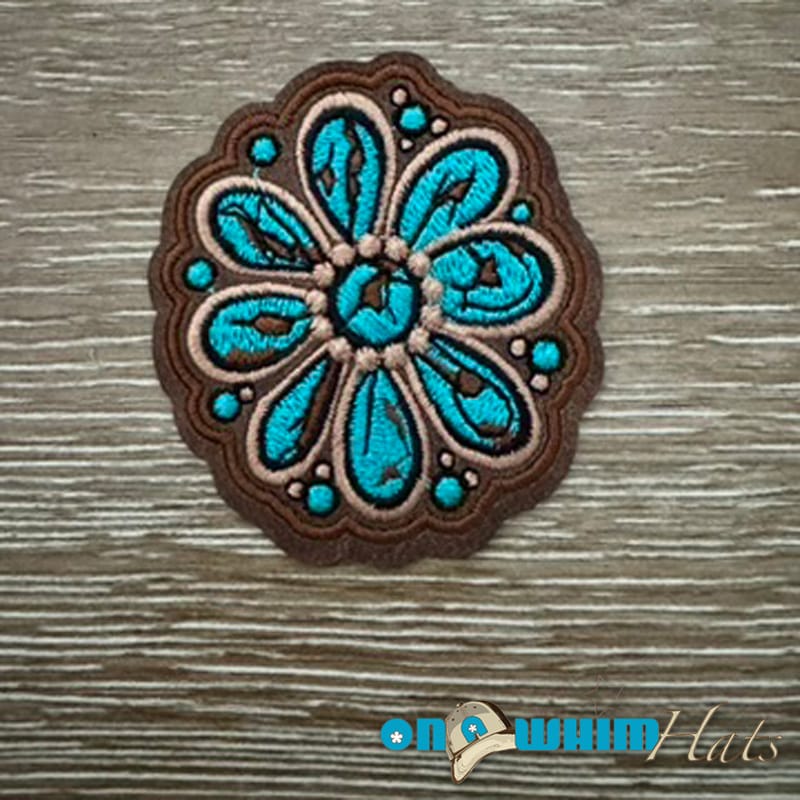 On A Whim Hats Flower Leather Iron-On Patch