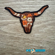 On A Whim Hats Flower Steer Iron-On Patch