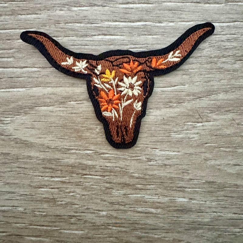 On A Whim Hats Flower Steer Iron-On Patch